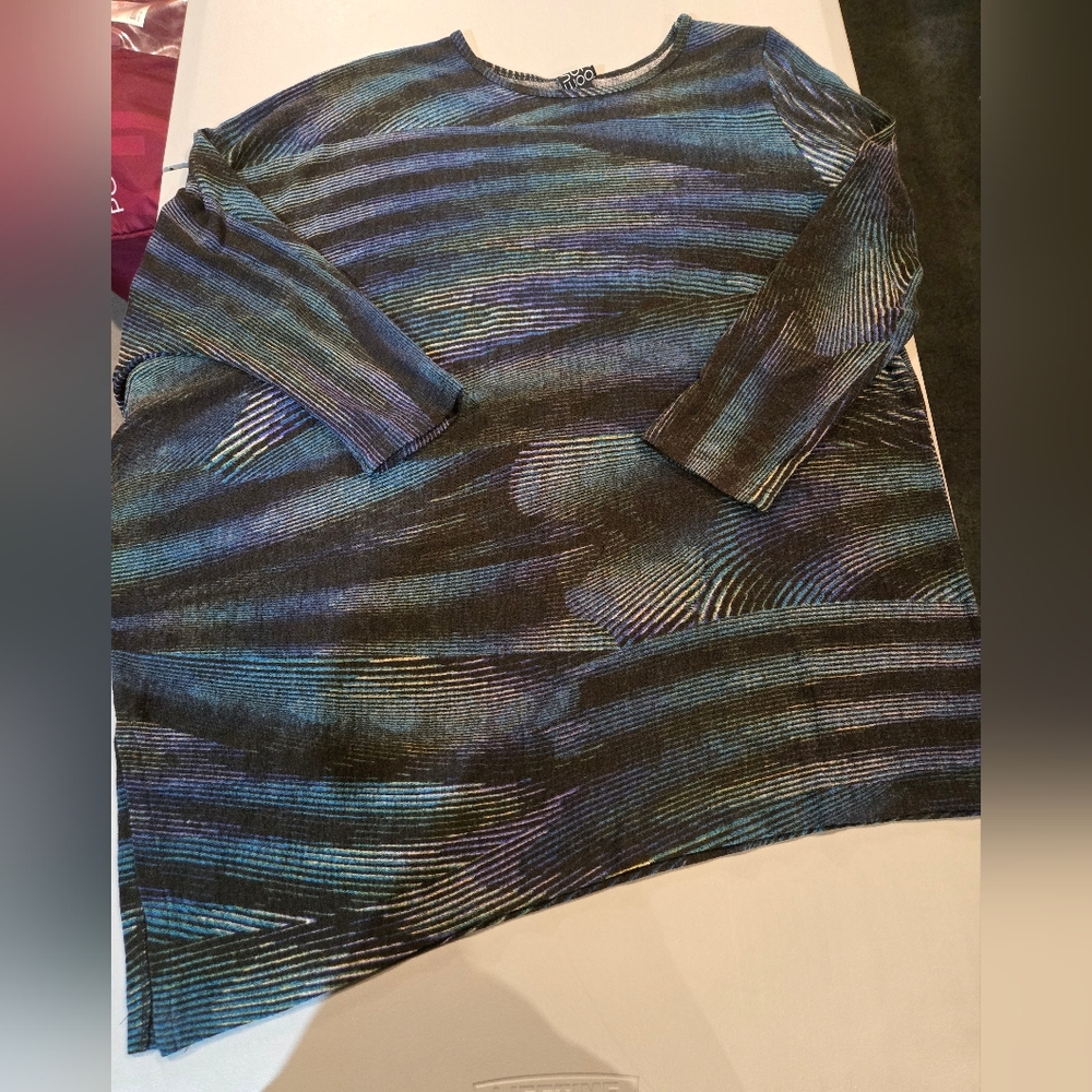 CLARA SUNWOO Blue and Black Patterned Blouse (4c28)